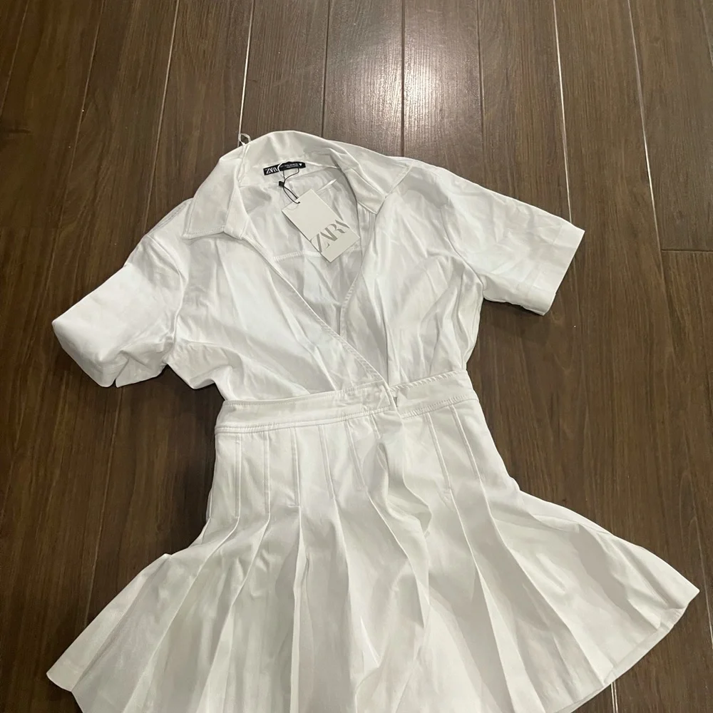 Zara blogger white pleated dress - Picture 1 of 10